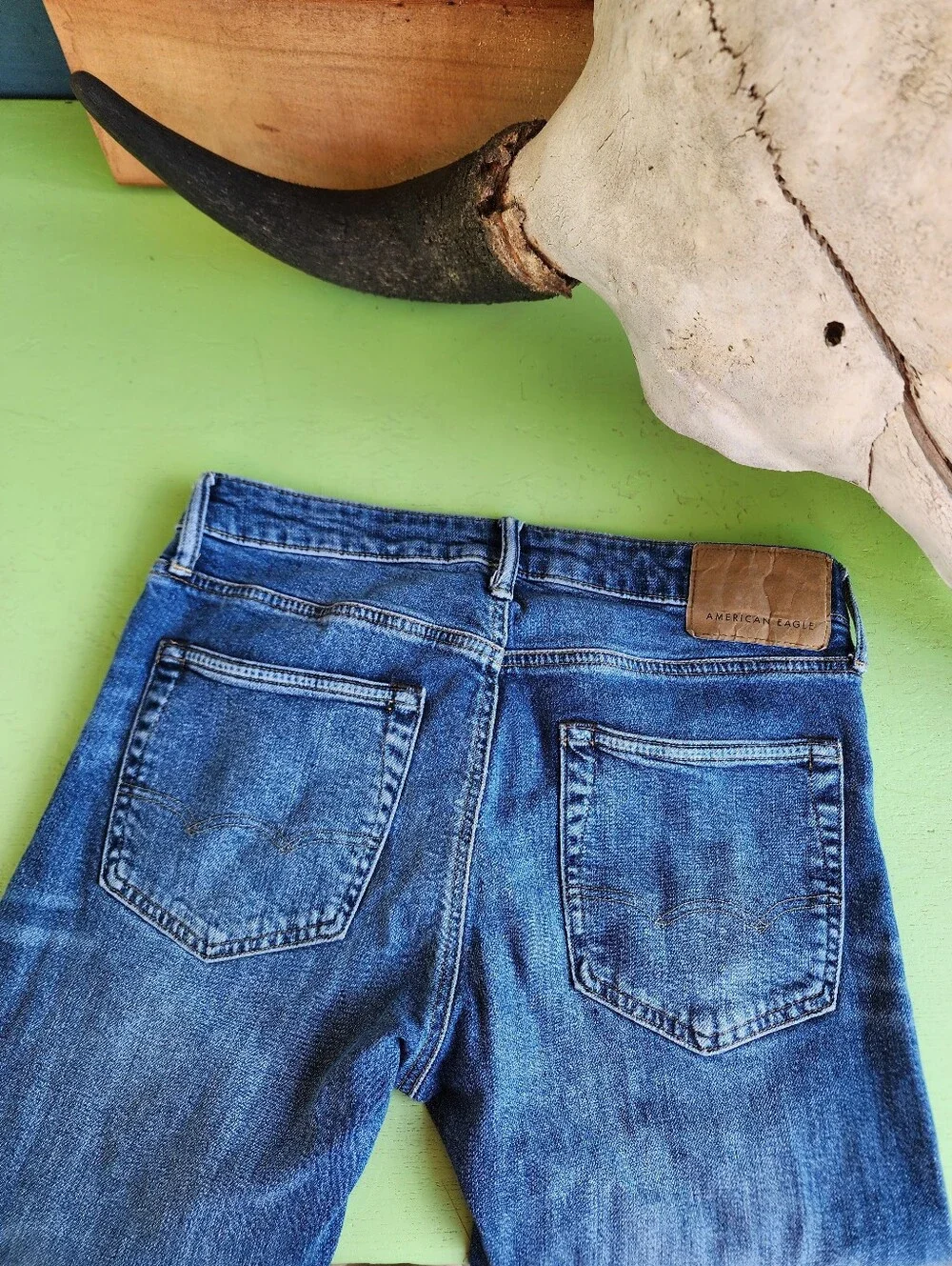 American Eagle Men's Flex Slim Straight Jeans Monaco Blue 30 X 32